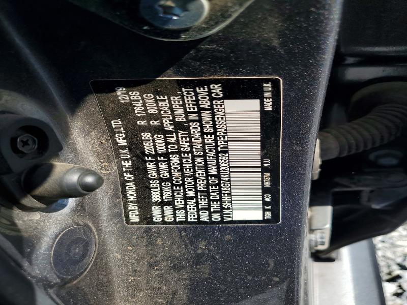 62278056 :رقم المزاد ، SHHFK8G74KU206592 vin ، 2019 Honda Civic مزاد بيع