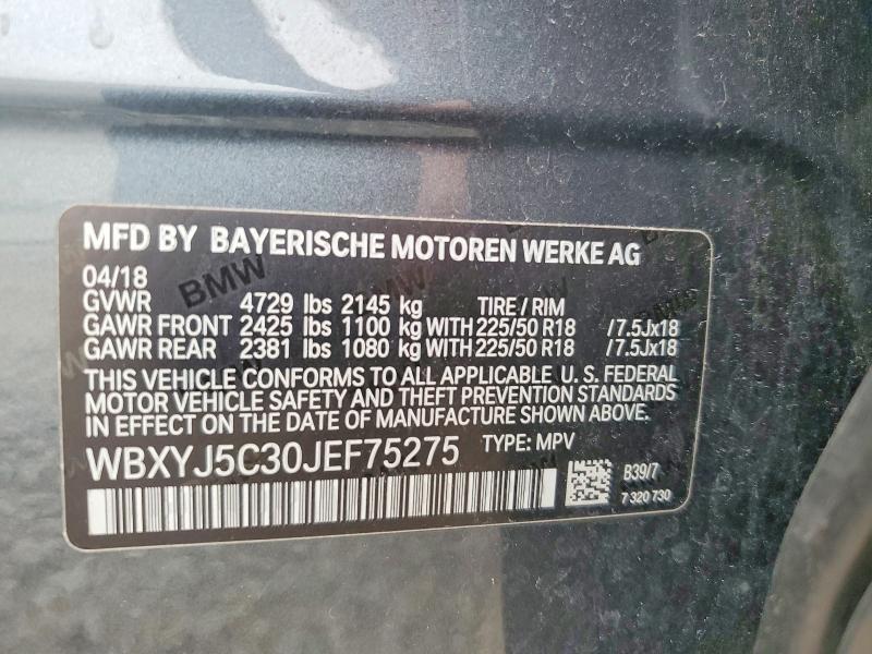 Aukcja sprzedaży 2018 Bmw X2, vin: WBXYJ5C30JEF75275, numer aukcji: 61317496