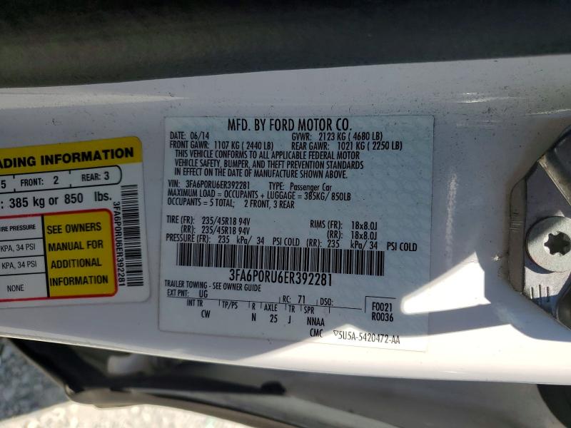 Aukcja sprzedaży 2014 Ford Fusion, vin: 3FA6P0RU6ER392281, numer aukcji: 59402616