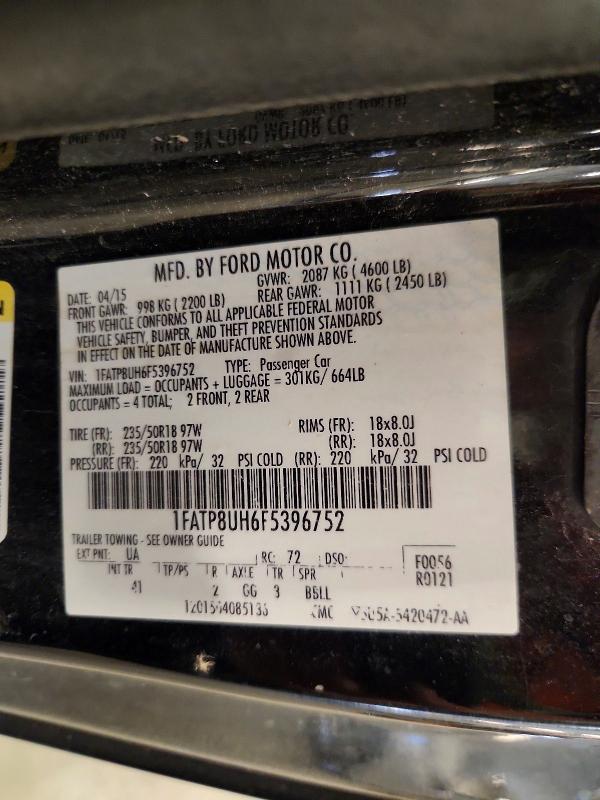 Продаж на аукціоні авто 2015 Ford Mustang, vin: 1FATP8UH6F5396752, номер лоту: 61847806