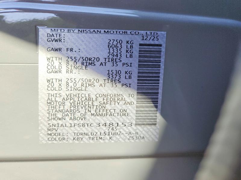 Auction sale of the 2026 Infiniti Qx60, vin: 5N1AL1FS8TC348153, lot number: 61771326