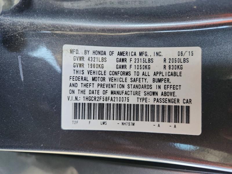 Aukcja sprzedaży 2015 Honda Accord, vin: 1HGCR2F58FA210075, numer aukcji: 61677066