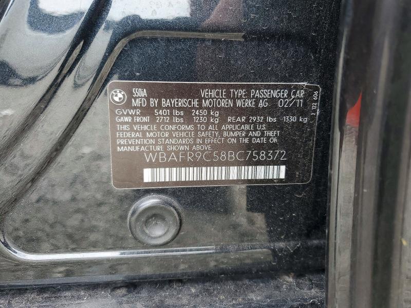 Aukcja sprzedaży 2011 Bmw 550, vin: WBAFR9C58BC758372, numer aukcji: 62674396