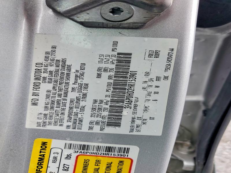 2017 Ford Fusion მანქანა იყიდება აუქციონზე, vin: 3FA6P0HD2HR153901, აუქციონის ნომერი: 59647306