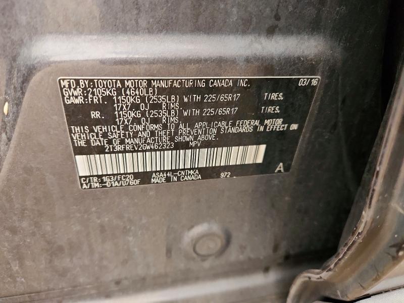 Продажа на аукционе авто 2016 Toyota Rav4, vin: 2T3RFREV2GW462323, номер лота: 61133006