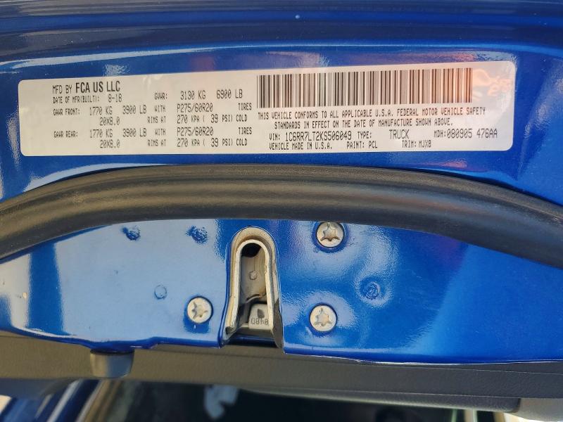 2019 Ram 1500 Classic მანქანა იყიდება აუქციონზე, vin: 1C6RR7LT2KS506049, აუქციონის ნომერი: 60989266