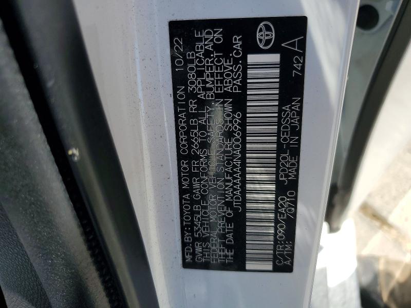 Продажа на аукционе авто 2022 Toyota Mirai, vin: JTDAAAAA4NA006996, номер лота: 63015516