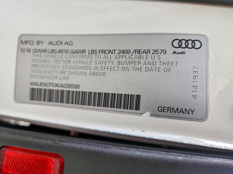 Aukcja sprzedaży 2019 Audi A5, vin: WAUENCF59KA008586, numer aukcji: 60036866
