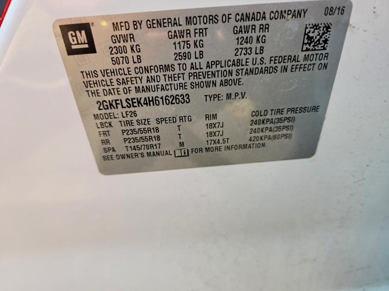 62235096 :رقم المزاد ، 2GKFLSEK4H6162633 vin ، 2017 Gmc Terrain مزاد بيع
