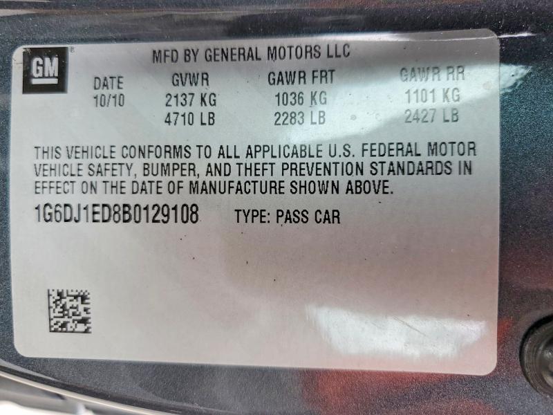 Auction sale of the 2011 Cadillac Cts, vin: 1G6DJ1ED8B0129108, lot number: 62392376
