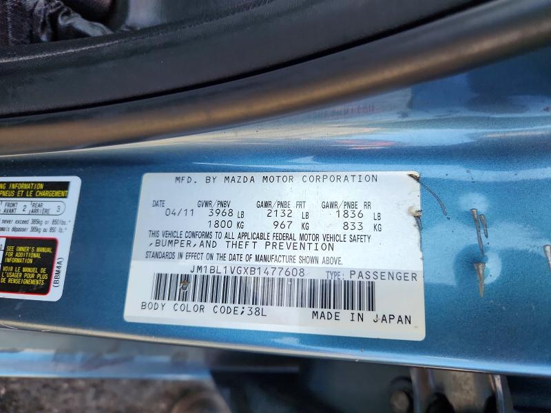 Aukcja sprzedaży 2011 Mazda 3, vin: JM1BL1VGXB1477608, numer aukcji: 59878386