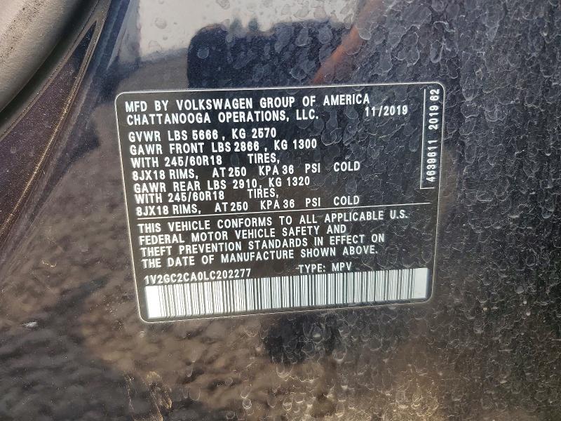 Aukcja sprzedaży 2020 Volkswagen Atlas Cross Sport, vin: 1V2GC2CA0LC202277, numer aukcji: 62482546