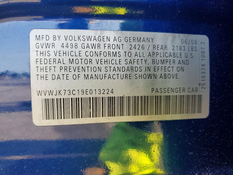 2009 Volkswagen Passat მანქანა იყიდება აუქციონზე, vin: WVWJK73C19E013224, აუქციონის ნომერი: 52874566