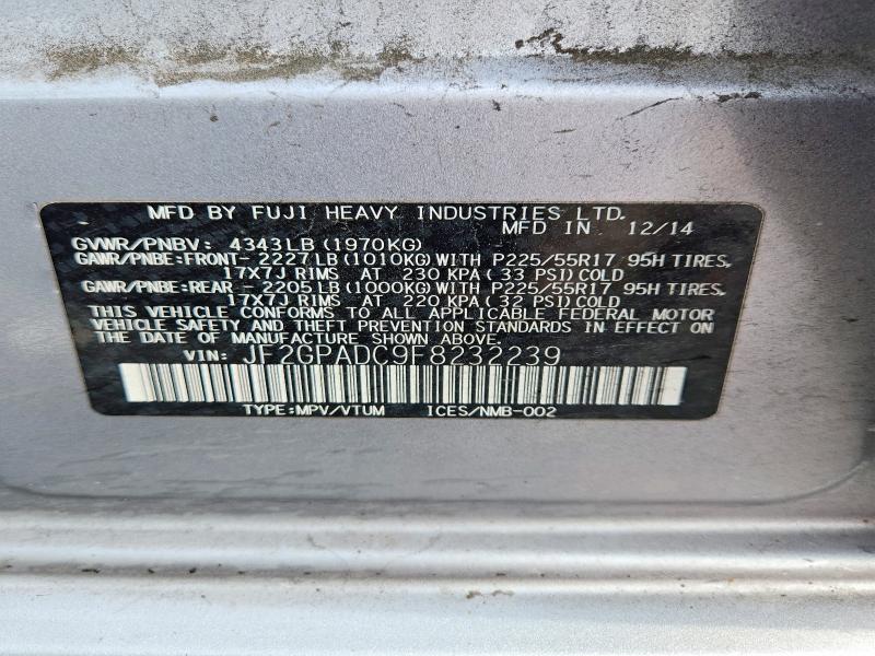 Aukcja sprzedaży 2015 Subaru Xv Crosstrek, vin: JF2GPADC9F8232239, numer aukcji: 62014916