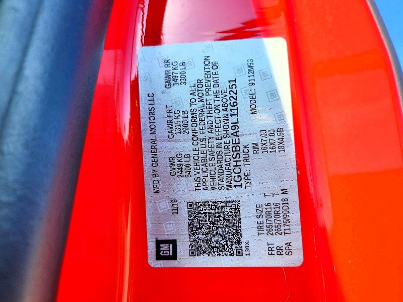 59006416 :رقم المزاد ، 1GCHSBEA9L1162251 vin ، 2020 Chevrolet Colorado مزاد بيع