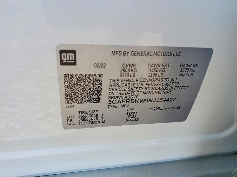 Aukcja sprzedaży 2022 Buick Enclave, vin: 5GAERBKW9NJ154427, numer aukcji: 61106156