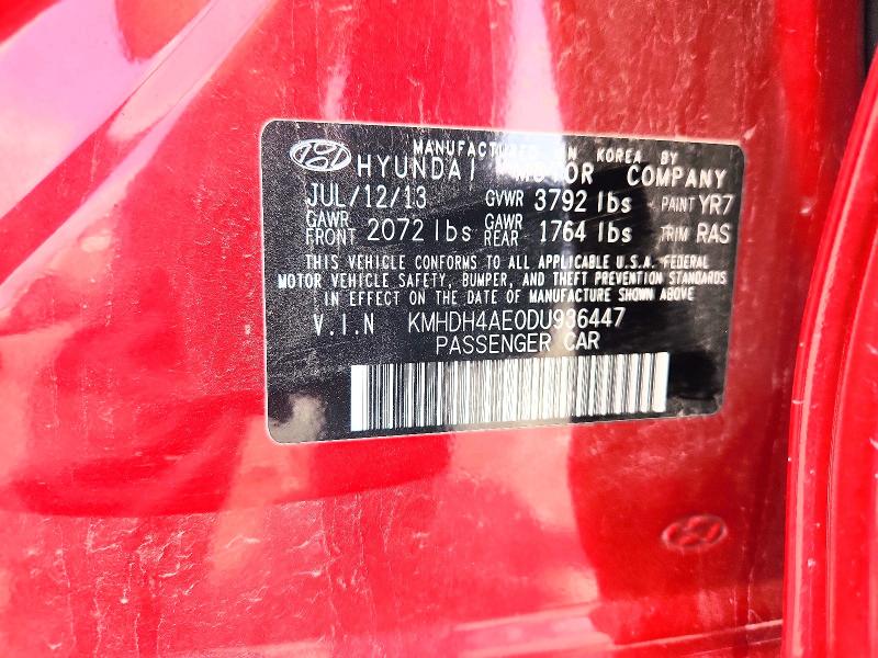 Продажа на аукционе авто 2013 Hyundai Elantra, vin: KMHDH4AE0DU936447, номер лота: 63133206