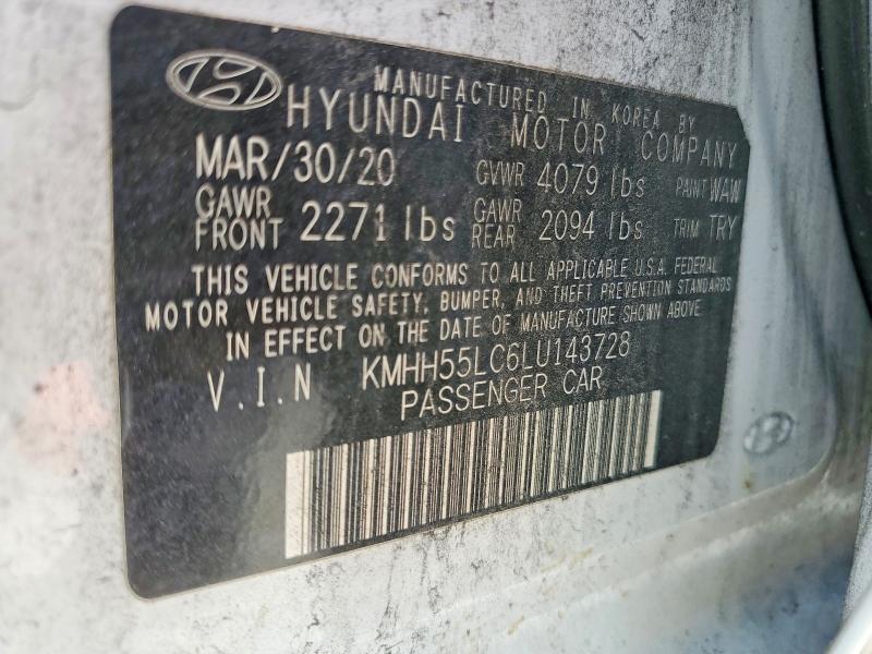 63003096 :رقم المزاد ، KMHH55LC6LU143728 vin ، 2020 Hyundai Elantra Gt مزاد بيع