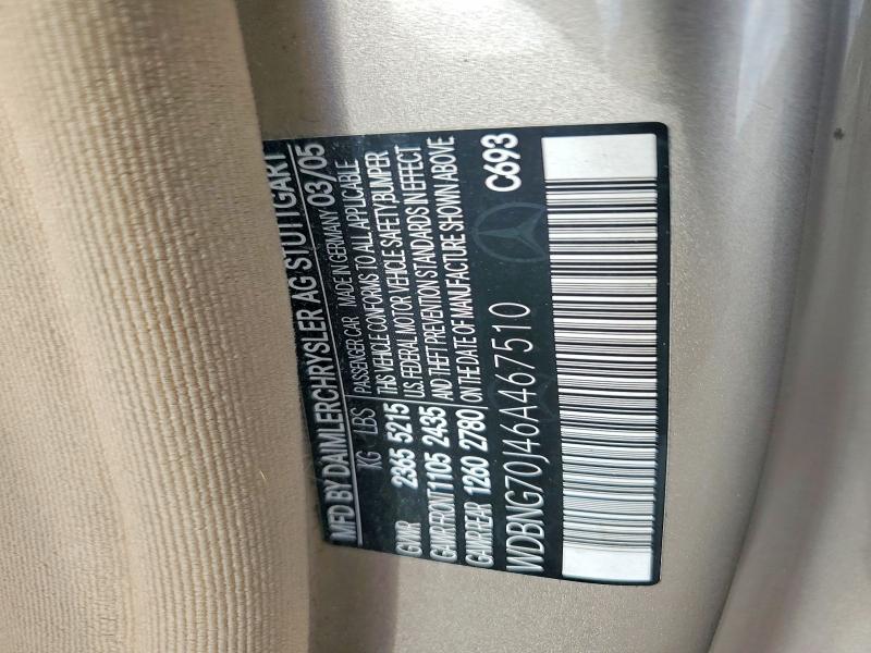 2006 Mercedes-benz S მანქანა იყიდება აუქციონზე, vin: WDBNG70J46A467510, აუქციონის ნომერი: 61376866