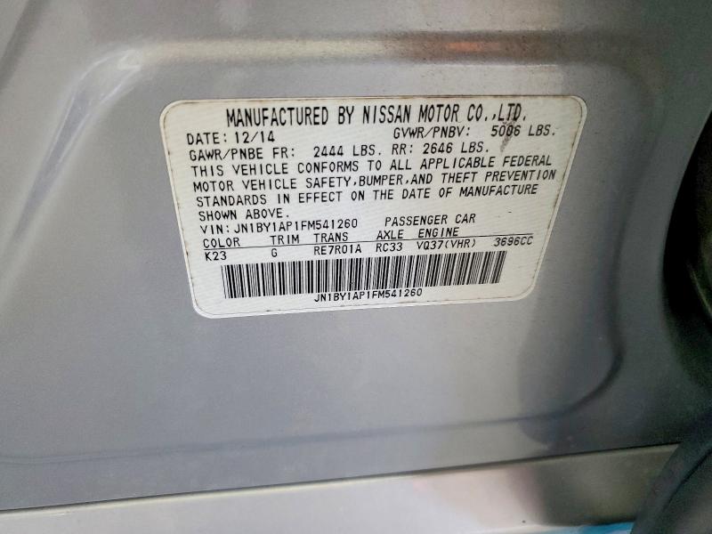 58600876 :رقم المزاد ، JN1BY1AP1FM541260 vin ، 2015 Infiniti Q70 مزاد بيع