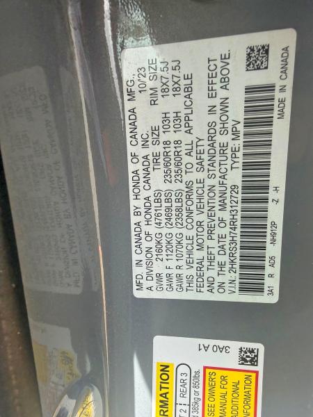 61813826 :رقم المزاد ، 2HKRS3H74RH312729 vin ، 2024 Honda Cr-v مزاد بيع