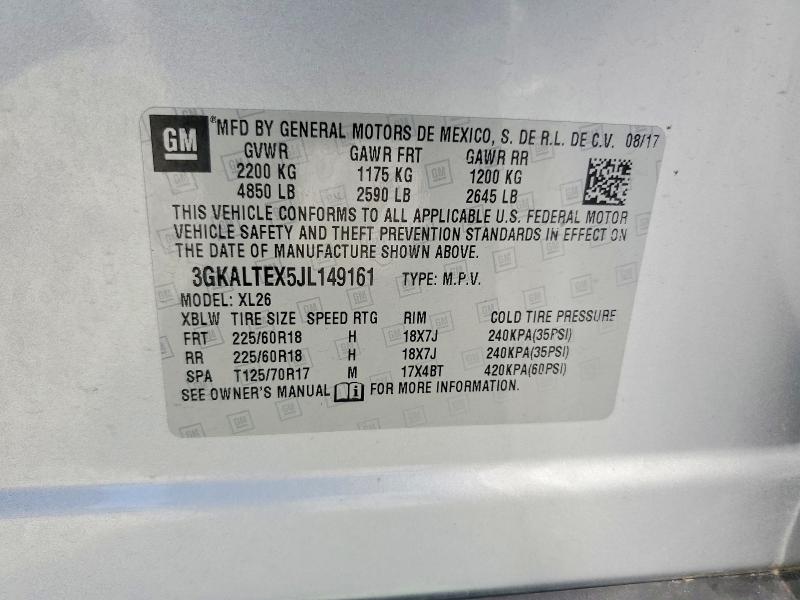 2018 Gmc Terrain მანქანა იყიდება აუქციონზე, vin: 3GKALTEX5JL149161, აუქციონის ნომერი: 60299316
