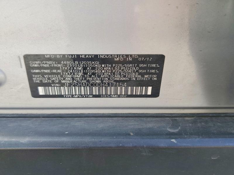 Aukcja sprzedaży 2013 Subaru Forester, vin: JF2SHADC0DH417154, numer aukcji: 57730566