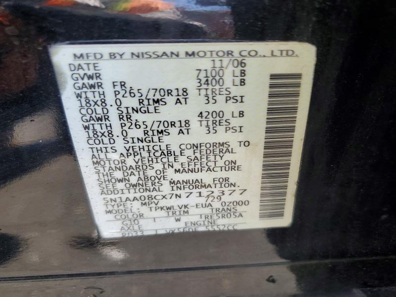 Продаж на аукціоні авто 2007 Nissan Armada, vin: 5N1AA08CX7N712377, номер лоту: 63321916