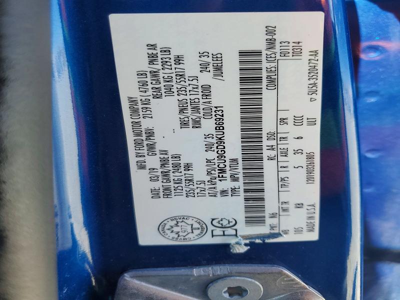 Auction sale of the 2019 Ford Escape, vin: 1FMCU9GD9KUB69231, lot number: 61661806