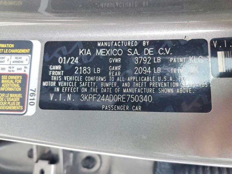Aukcja sprzedaży 2024 Kia Forte, vin: 3KPF24AD0RE750340, numer aukcji: 61419266