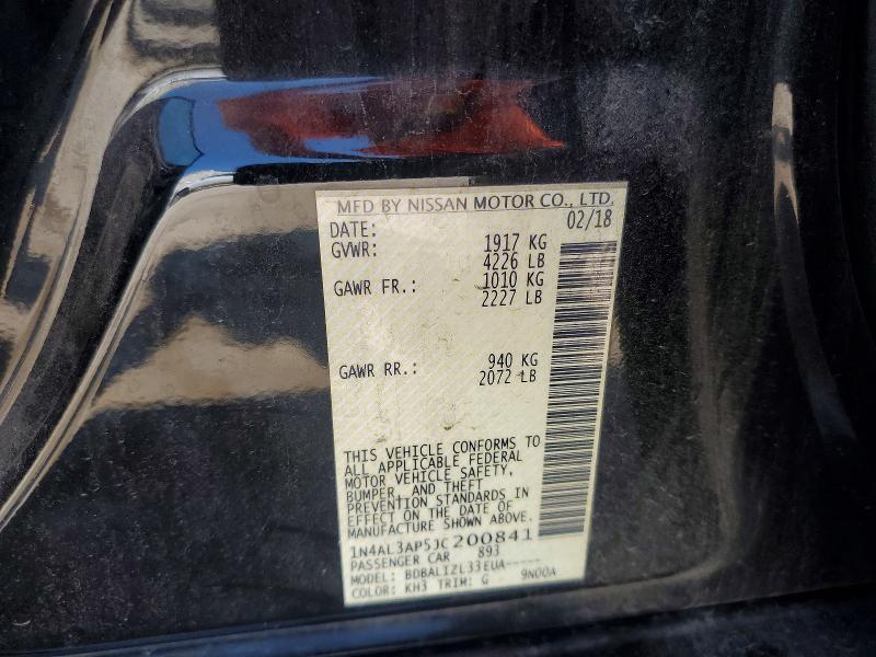 2018 Nissan Altima მანქანა იყიდება აუქციონზე, vin: 1N4AL3AP5JC200841, აუქციონის ნომერი: 61861286