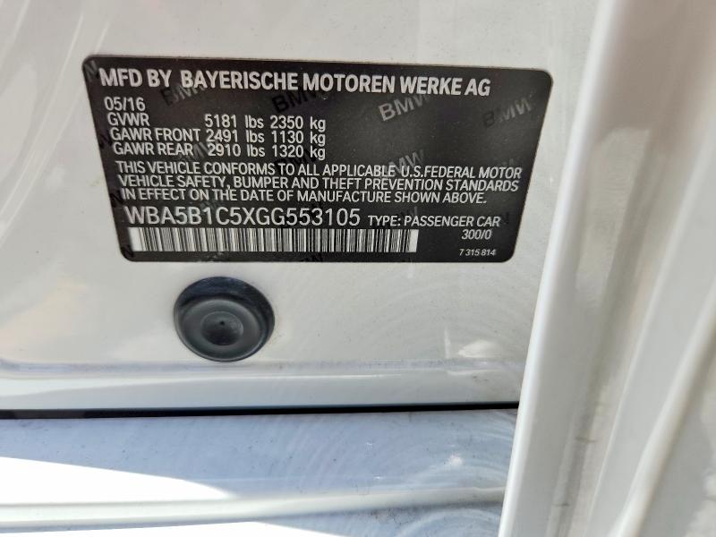 Aukcja sprzedaży 2016 Bmw 535, vin: WBA5B1C5XGG553105, numer aukcji: 61792166