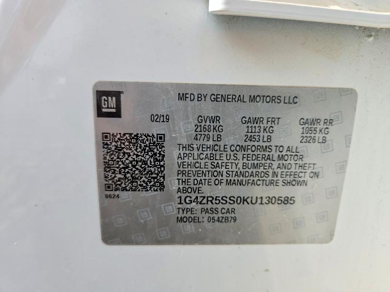 57569256 :رقم المزاد ، 1G4ZR5SS0KU130585 vin ، 2019 Buick Lacrosse مزاد بيع