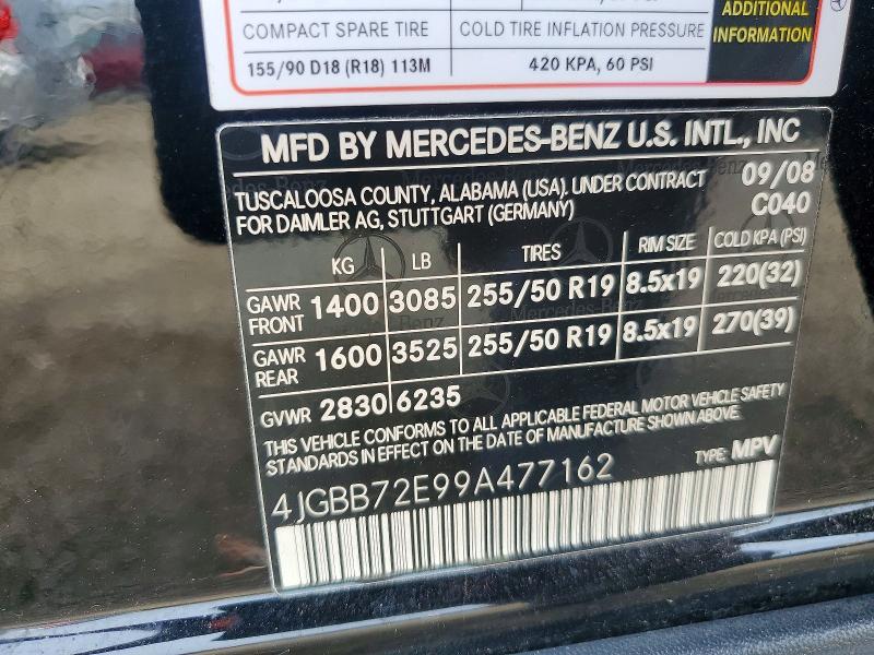 Продажа на аукционе авто 2009 Mercedes-benz Ml, vin: 4JGBB72E99A477162, номер лота: 61325886