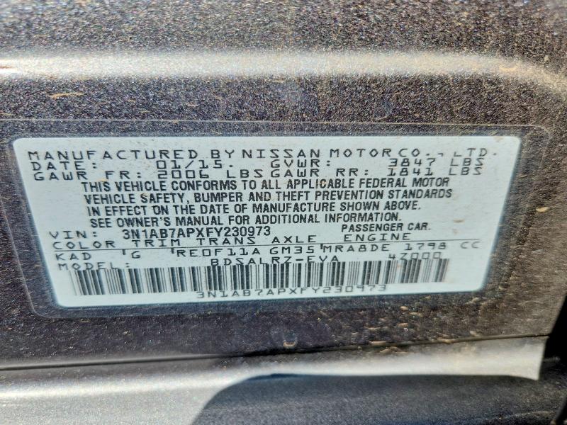 Aukcja sprzedaży 2015 Nissan Sentra, vin: 3N1AB7APXFY230973, numer aukcji: 61107586