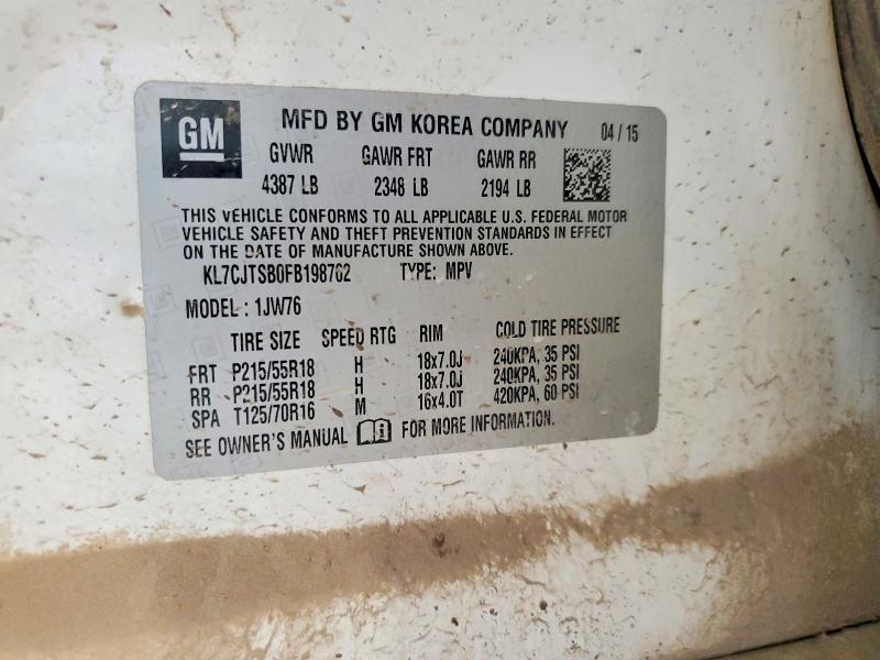 63030046 :رقم المزاد ، KL7CJTSB0FB198762 vin ، 2015 Chevrolet Trax مزاد بيع