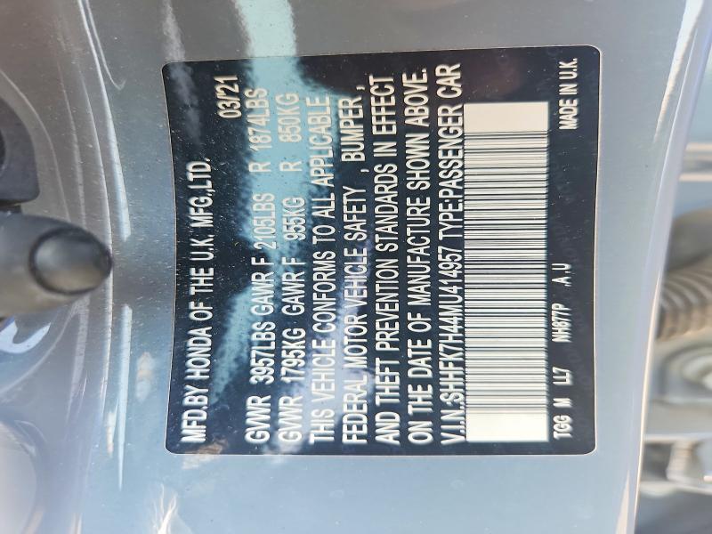 Aukcja sprzedaży 2021 Honda Civic, vin: SHHFK7H44MU414957, numer aukcji: 61766316