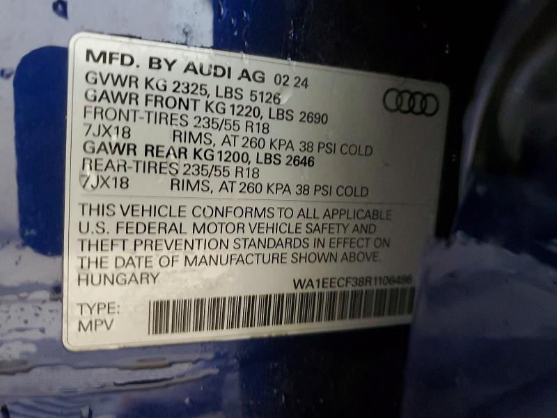 Aukcja sprzedaży 2024 Audi Q3, vin: WA1EECF38R1106496, numer aukcji: 62032936