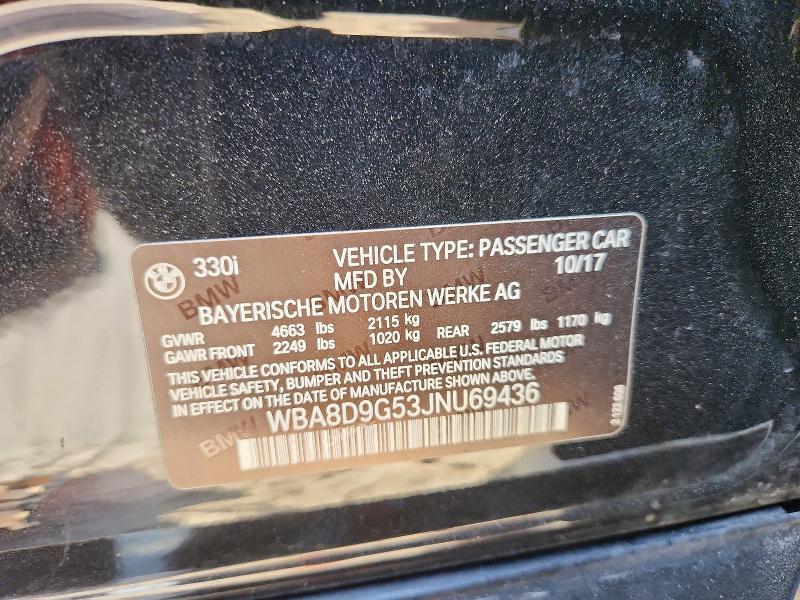 62966116 :رقم المزاد ، WBA8D9G53JNU69436 vin ، 2018 Bmw 330 مزاد بيع