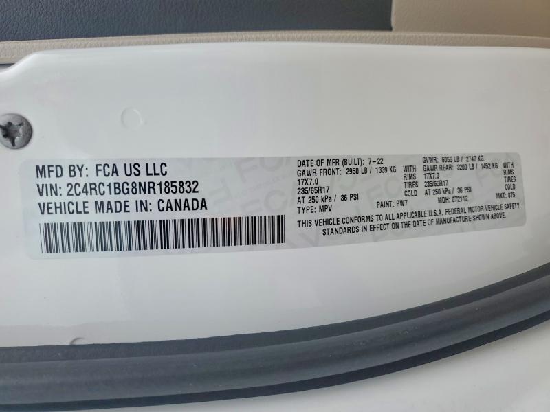 Aukcja sprzedaży 2022 Chrysler Pacifica, vin: 2C4RC1BG8NR185832, numer aukcji: 60645136