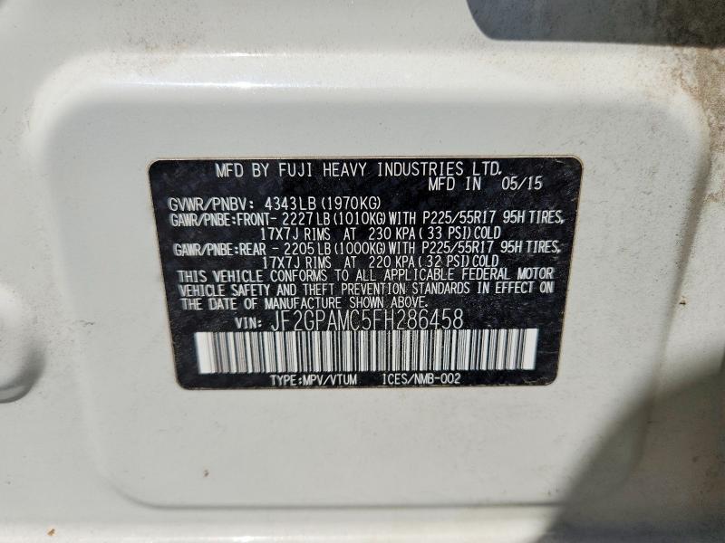 2015 Subaru Xv Crosstrek მანქანა იყიდება აუქციონზე, vin: JF2GPAMC5FH286458, აუქციონის ნომერი: 60716326