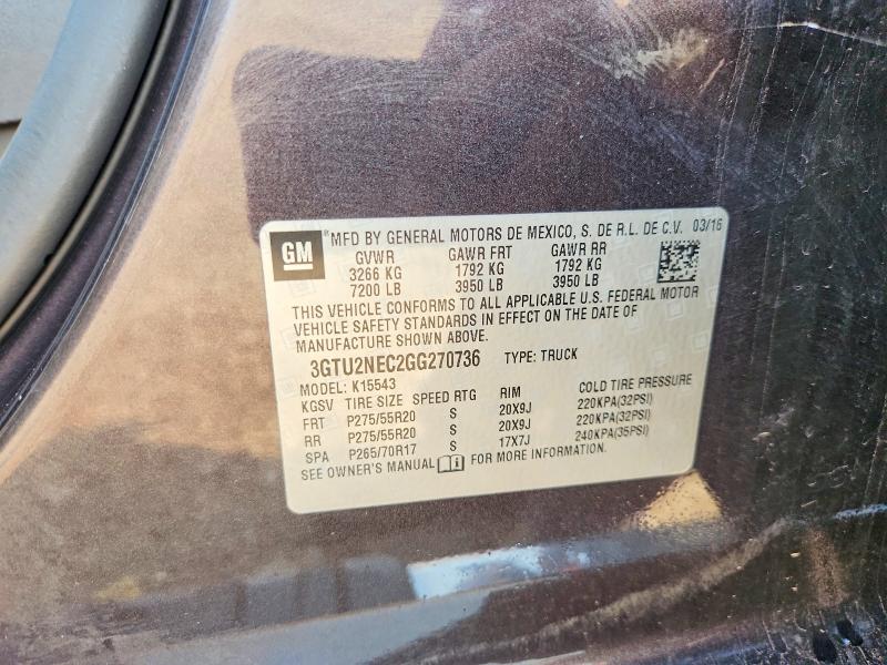 Aukcja sprzedaży 2016 Gmc Sierra, vin: 3GTU2NEC2GG270736, numer aukcji: 62781376