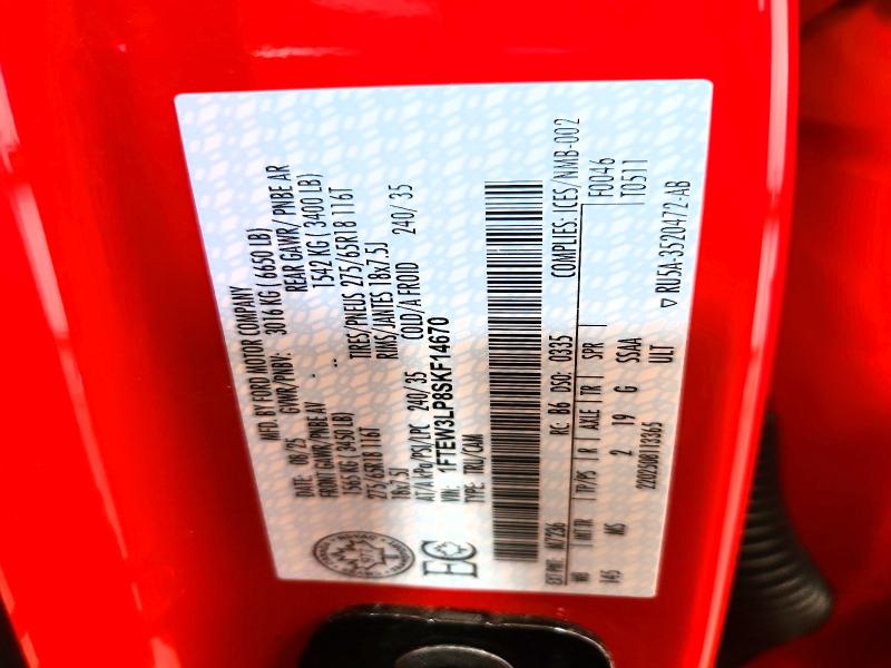 Продажа на аукционе авто 2025 Ford F150, vin: 1FTEW3LP8SKF14670, номер лота: 61064046