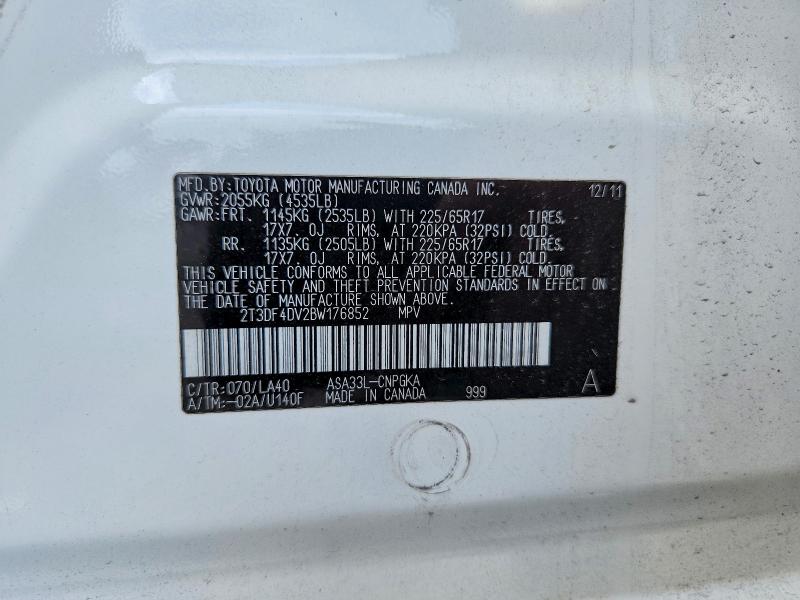 Aukcja sprzedaży 2011 Toyota Rav4, vin: 2T3DF4DV2BW176852, numer aukcji: 85624885
