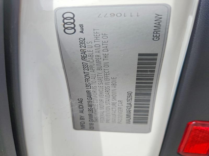 59897926 :رقم المزاد ، WAUMMAF43JA152840 vin ، 2018 Audi A4 مزاد بيع
