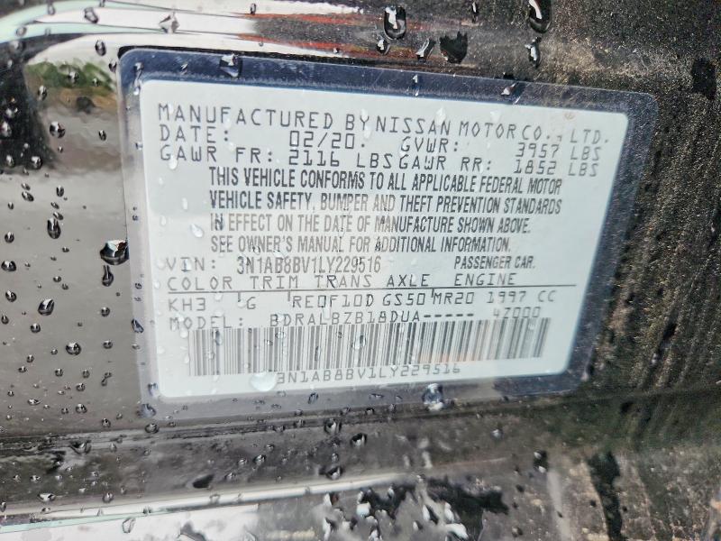 2020 Nissan Sentra მანქანა იყიდება აუქციონზე, vin: 3N1AB8BV1LY229516, აუქციონის ნომერი: 61945416
