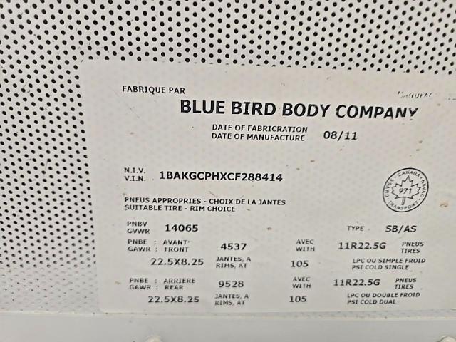 Продаж на аукціоні авто 2012 Bluebird Vision, vin: 1BAKGCPHXCF288414, номер лоту: 58138066