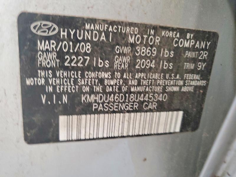 Aukcja sprzedaży 2008 Hyundai Elantra, vin: KMHDU46D18U445340, numer aukcji: 60014656