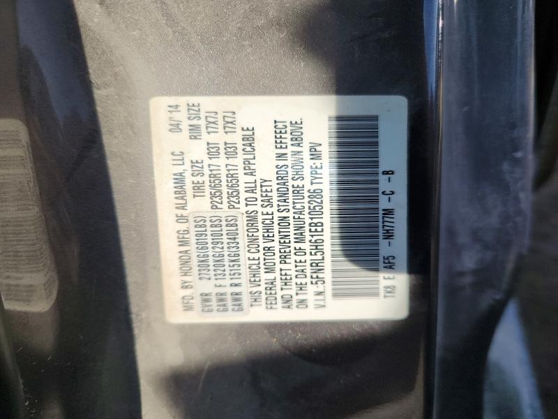 62637906 :رقم المزاد ، 5FNRL5H61EB105286 vin ، 2014 Honda Odyssey مزاد بيع