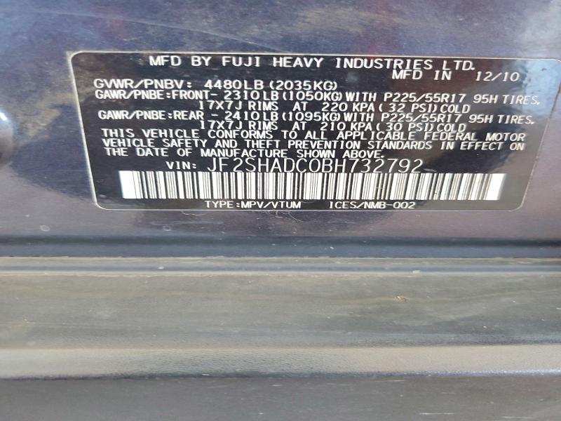 Продажа на аукционе авто 2011 Subaru Forester, vin: JF2SHADC0BH732792, номер лота: 61754386